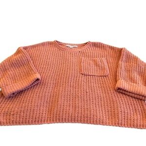 HYFVE Dusty Rose Pink 3/4 Cuffed Sleeve Womens Sweater w/ Pocket; Size S